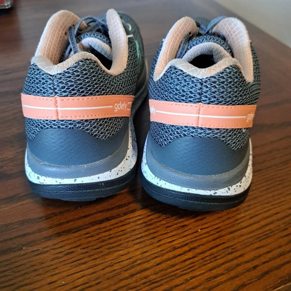 Gravity Defyer G-Defy Ion Women 9 Grey Teal Coral Walking Shoes TB9024FGP-M